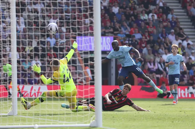 Yoane Wissa of Brentford scores his team's second goal