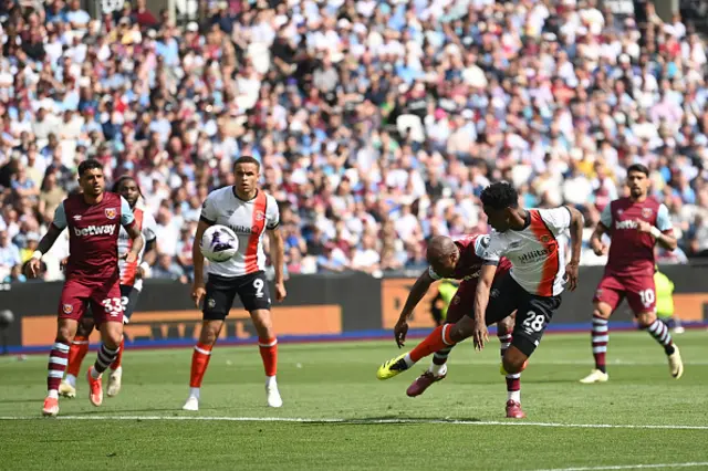 Albert Sambi Lokonga of Luton Town scores