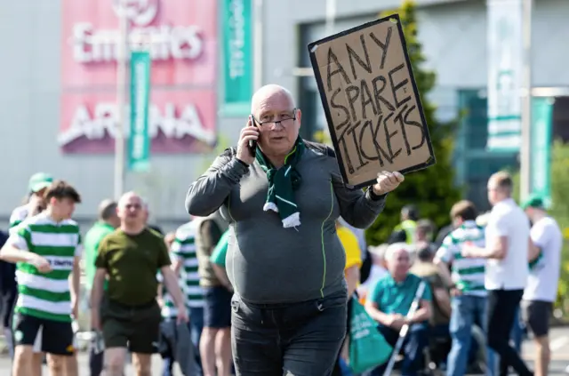 Celtic fan outside the ground