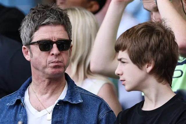 Noel Gallagher in the stands at Craven Cottage