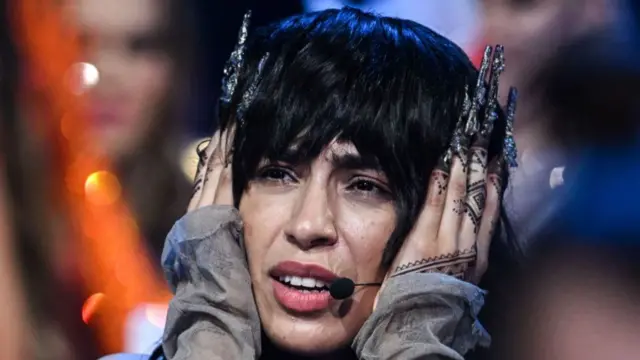 Loreen reacts to voting at the Eurovision Song Contest