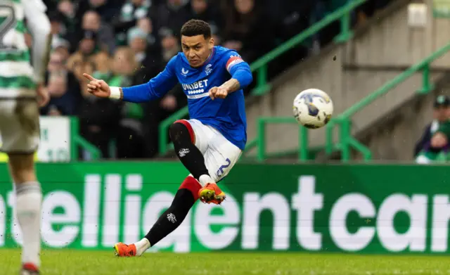 James Tavernier curled in a fantastic free-kick in Rangers' 2-1 defeat at Celtic Park