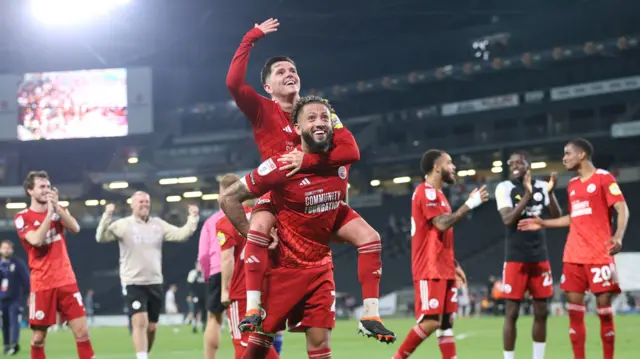 Crawley Town's Liam Kelly and Kellan Gordon