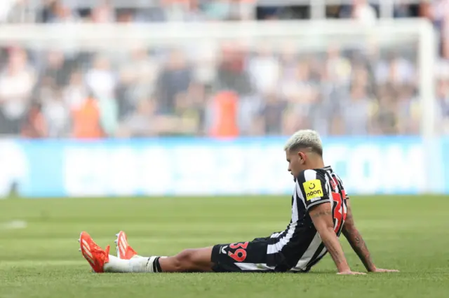 Bruno Guimaraes of Newcastle United reacts following the Premier League match between Newcastle United and Brighton & Hove Albion