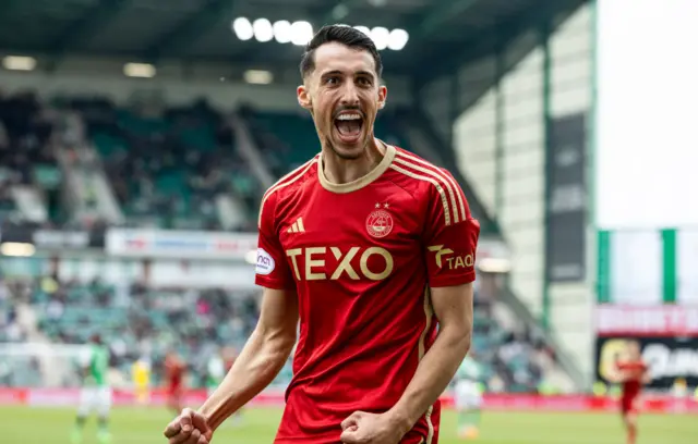 Aberdeen forward Bojan Miovski celebrates