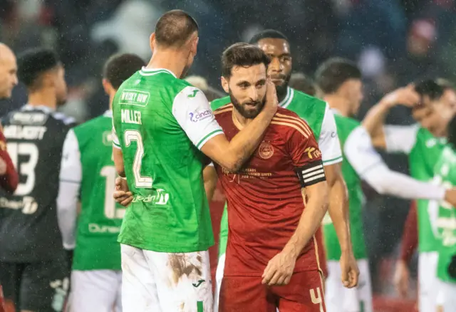 Hibs' Lewis Miller and Aberdeen's Graeme Shinnie