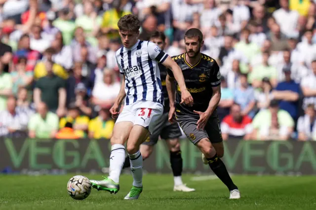 Tom Fellows in action for West Brom against Southampton