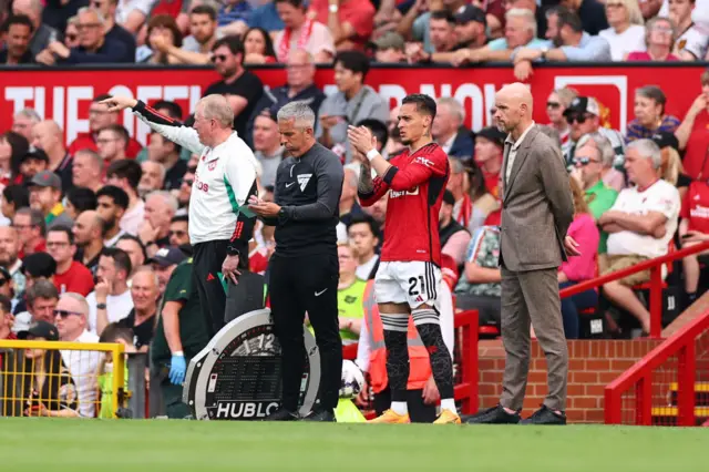 Antony of Manchester United comes on during the Premier League match between Manchester United and Arsenal FC