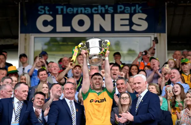 Patrick McBrearty lifts the Anglo Celt