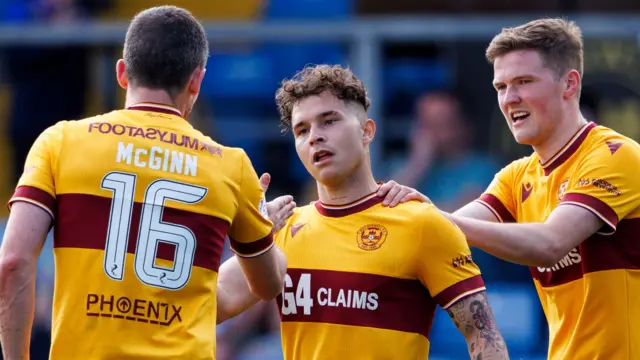 Motherwell players celebrating