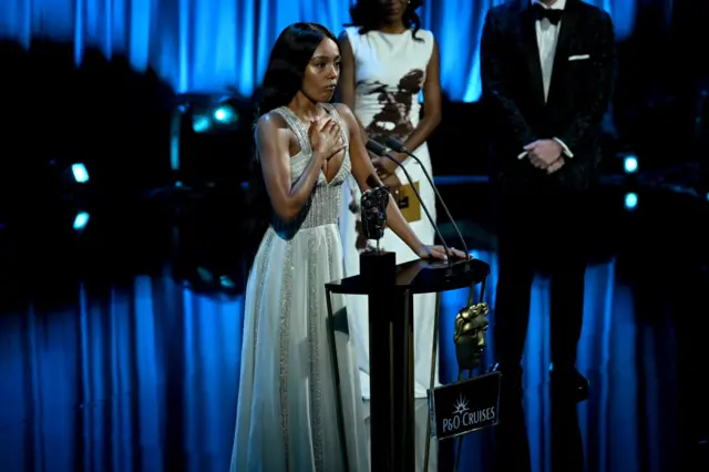 Top Boy star Jasmine Jobson takes accepts the award for supporting actress