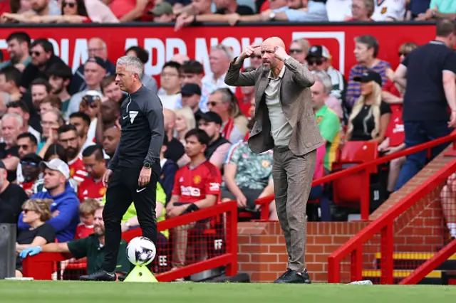 Erik ten Hag the head coach / manager of Manchester United reacts