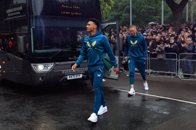 Ollie Watkins of Aston Villa arrives