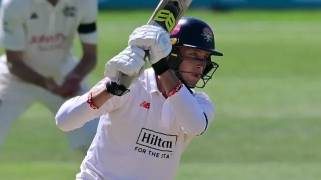 Tom Hartley batting for Lancashire