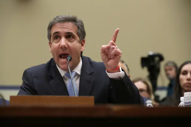 Michael Cohen testifying before Congress