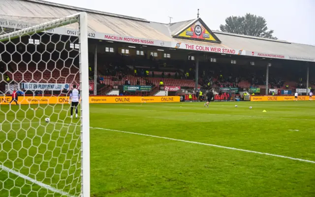 A general view during a cinch Premiership play-off semi-final first leg match between Partick Thistle and Raith Rovers at Wyre Stadium at Firhill, on May 14, 2024, in Glasgow, Scotland.