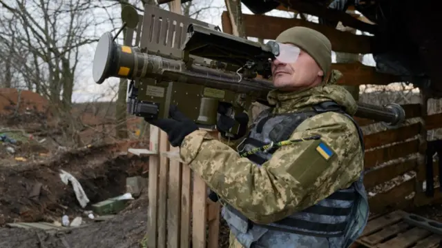 Ukrainian soldier with a US-made Stinger portable missile