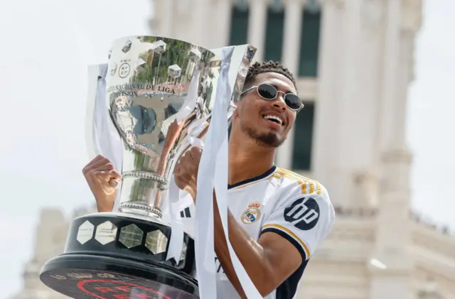 Jude Bellingham with the La Liga trophy