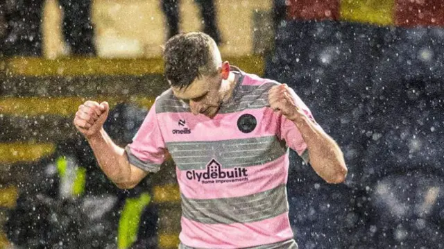 Partick Thistle's Blair Alston celebrates scoring to make it 3-2 during a cinch Championship match between Raith Rovers and Partick Thistle at Stark's Park, on December 08, 2023, in Kirkcaldy, Scotland. (Photo by Mark Scates / SNS Group)