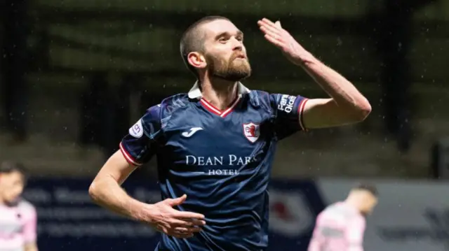 Raith's Sam Stanton celebrates scoring to make it 4-3 during a cinch Championship match between Raith Rovers and Partick Thistle at Stark's Park, on December 08, 2023, in Kirkcaldy, Scotland. (Photo by Mark Scates / SNS Group)