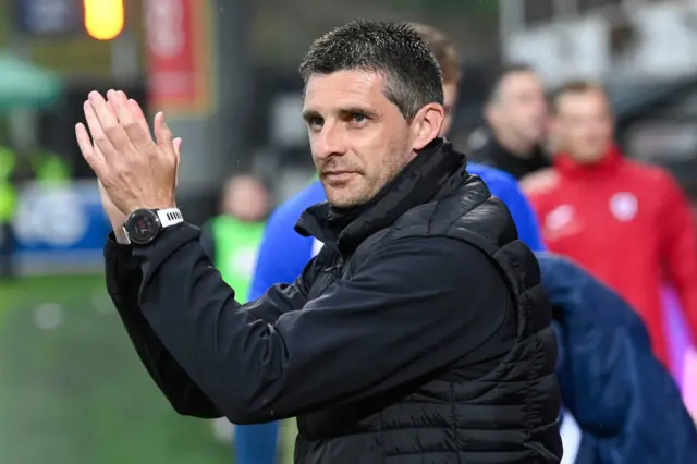 Partick Thistle manager Kris Doolan during a cinch Premiership play-off semi-final first leg match between Partick Thistle and Raith Rovers at Wyre Stadium at Firhill, on May 14, 2024, in Glasgow, Scotland.