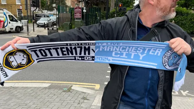 Half and half scarf for Tottenham v Manchester City