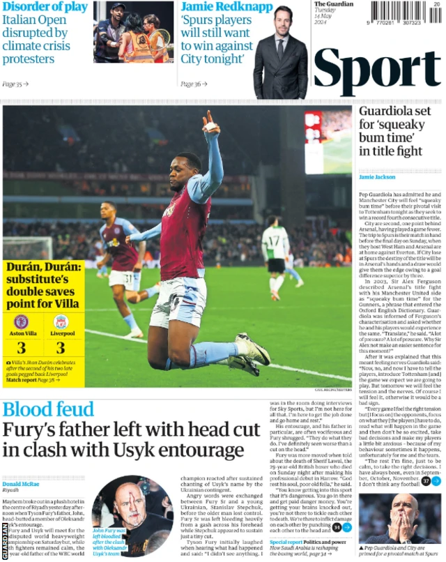 The Guardian's main sport page