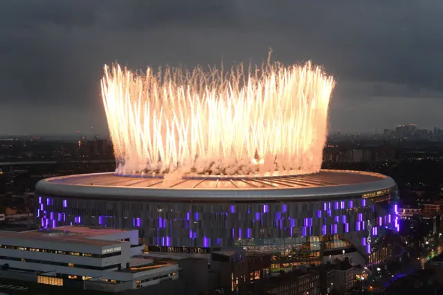 Fireworks lit at Tottenham Hotspur Stadium