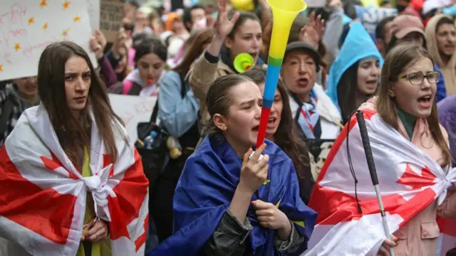 Protesters in Tbilisi