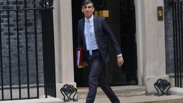 Sunak leaves Downing Street for PMQs