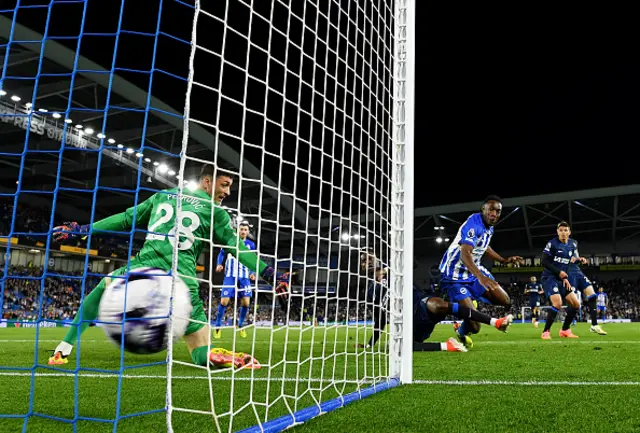 Danny Welbeck of Brighton & Hove Albion scores