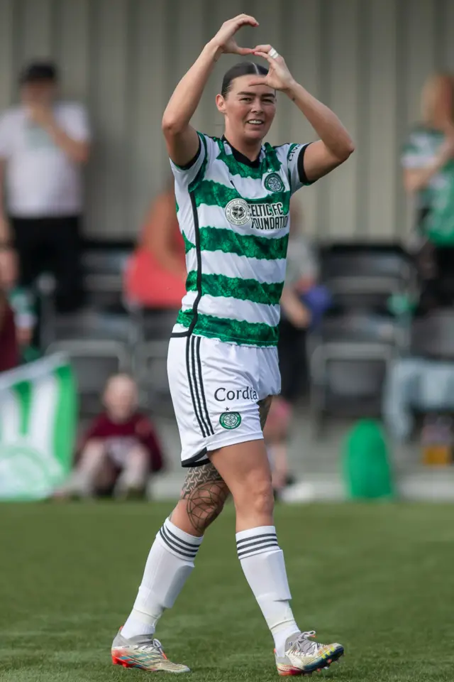 Natasha Flint celebrating for Celtic