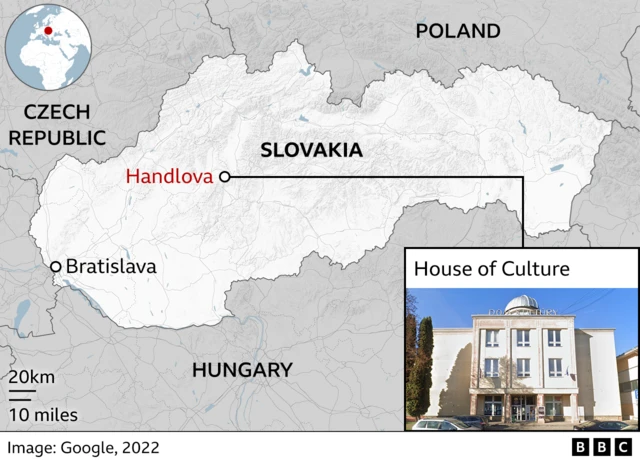 Map showing House of Culture in Slovakia