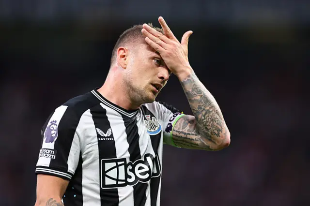 Kieran Trippier of Newcastle United reacts