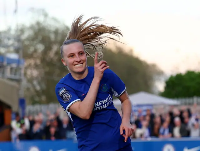 Beever-Jones celebrates her goal v Bristol