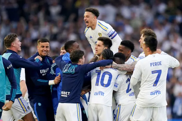 Ethan Ampadu leads the Leeds celebrations