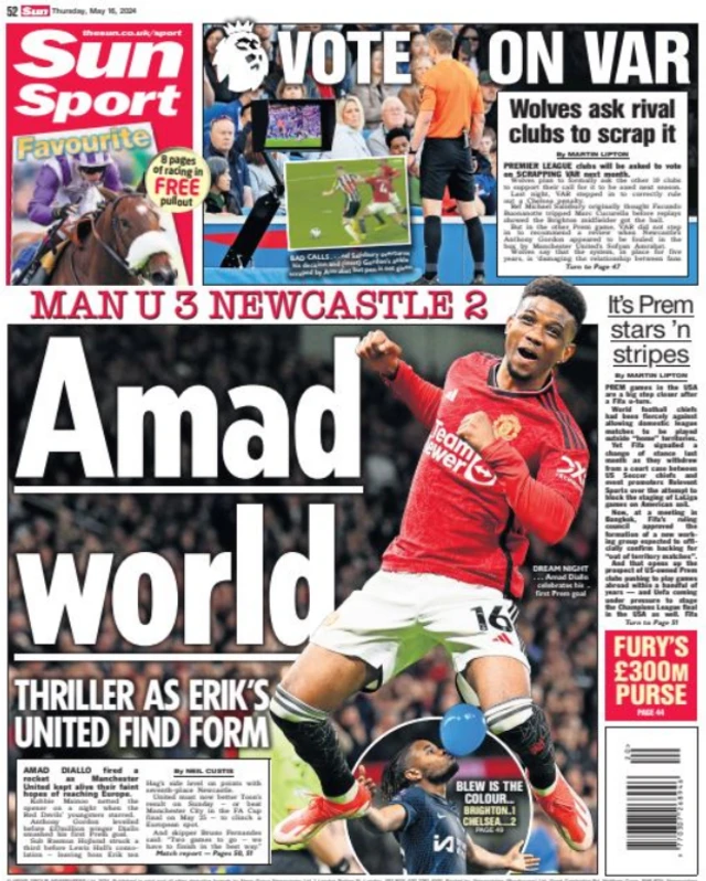 Back page of the Sun on 16 May 2024