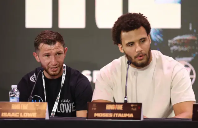 Isaac Lowe and Moses Itauma at a news conference