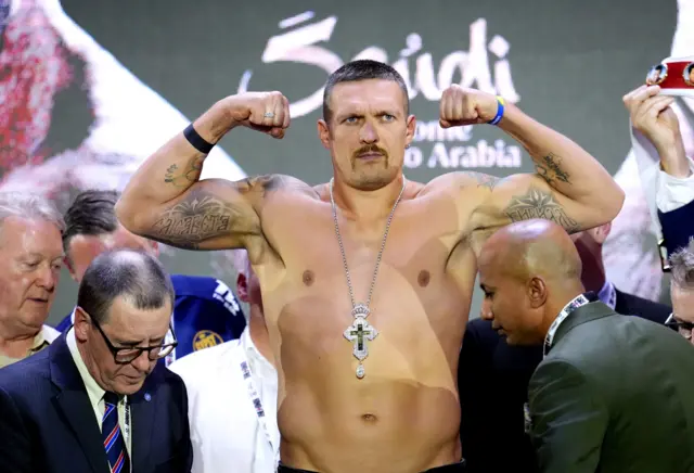 Oleksandr Usyk on the scales