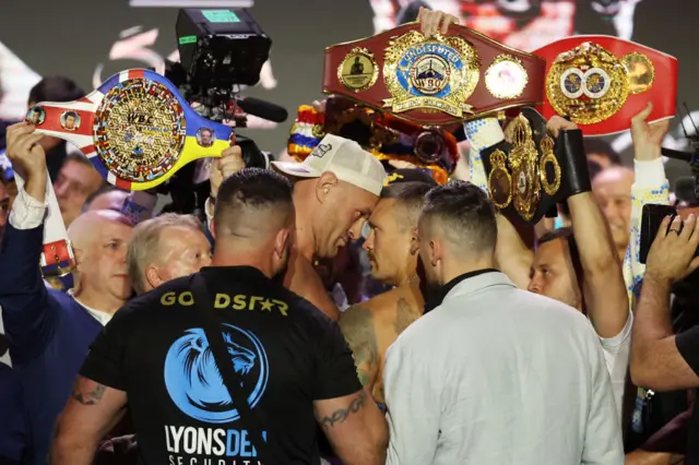 Tyson Fury and Oleksandr Usyk face off