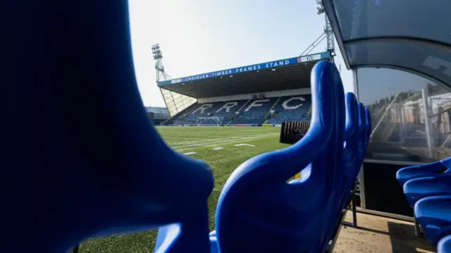 A general view of Starks Park during a cinch Premiership Play-Off Semi-Final second leg match between Raith Rovers and Partick Thistle at Starks Park, on May 17, 2024, in Kirkcaldy, Scotland.