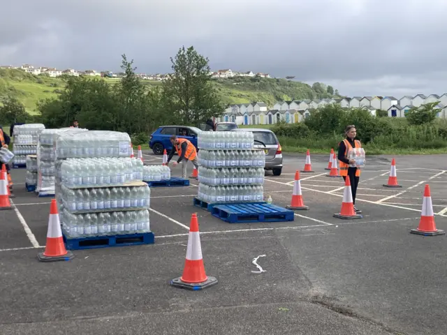 Image shows water station at Broadsands Beach car park