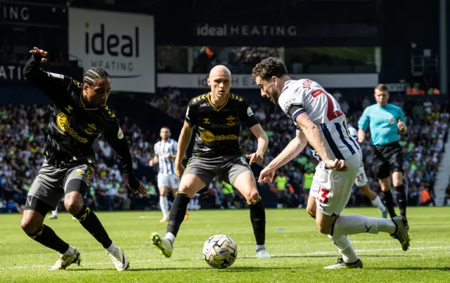 Action shot from West Brom v Southampton play-off semi-final first leg