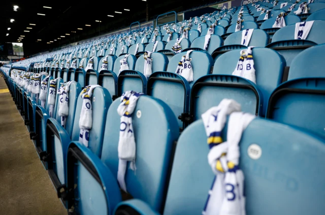 Leeds scarves left on seats at Elland Road