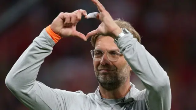 Liverpool manager Jurgen Klopp makes a heart sign with his hands after the 2018 Champions League final