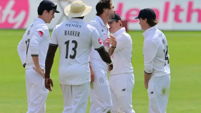 Hampshire celebrate taking wicket