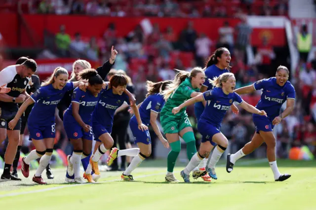 Chelsea players run onto pitch