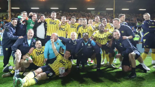 Oxford United celebrate in front of their fans