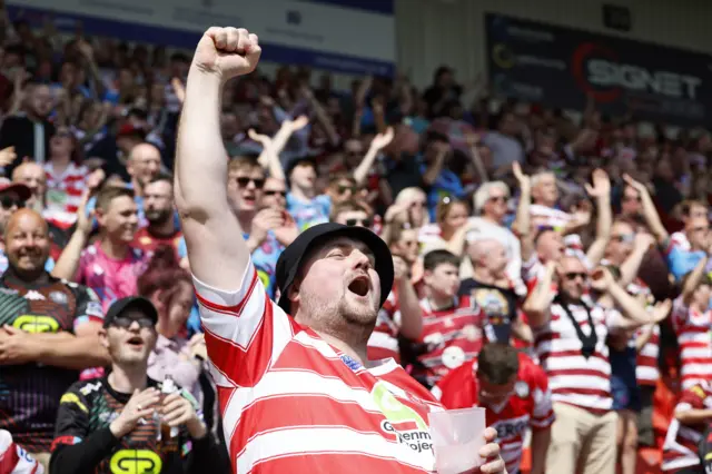 Wigan fans celebrate