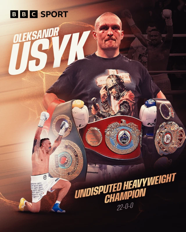 BBC graphic of Oleksandr Usyk as the undisputed heavyweight champion